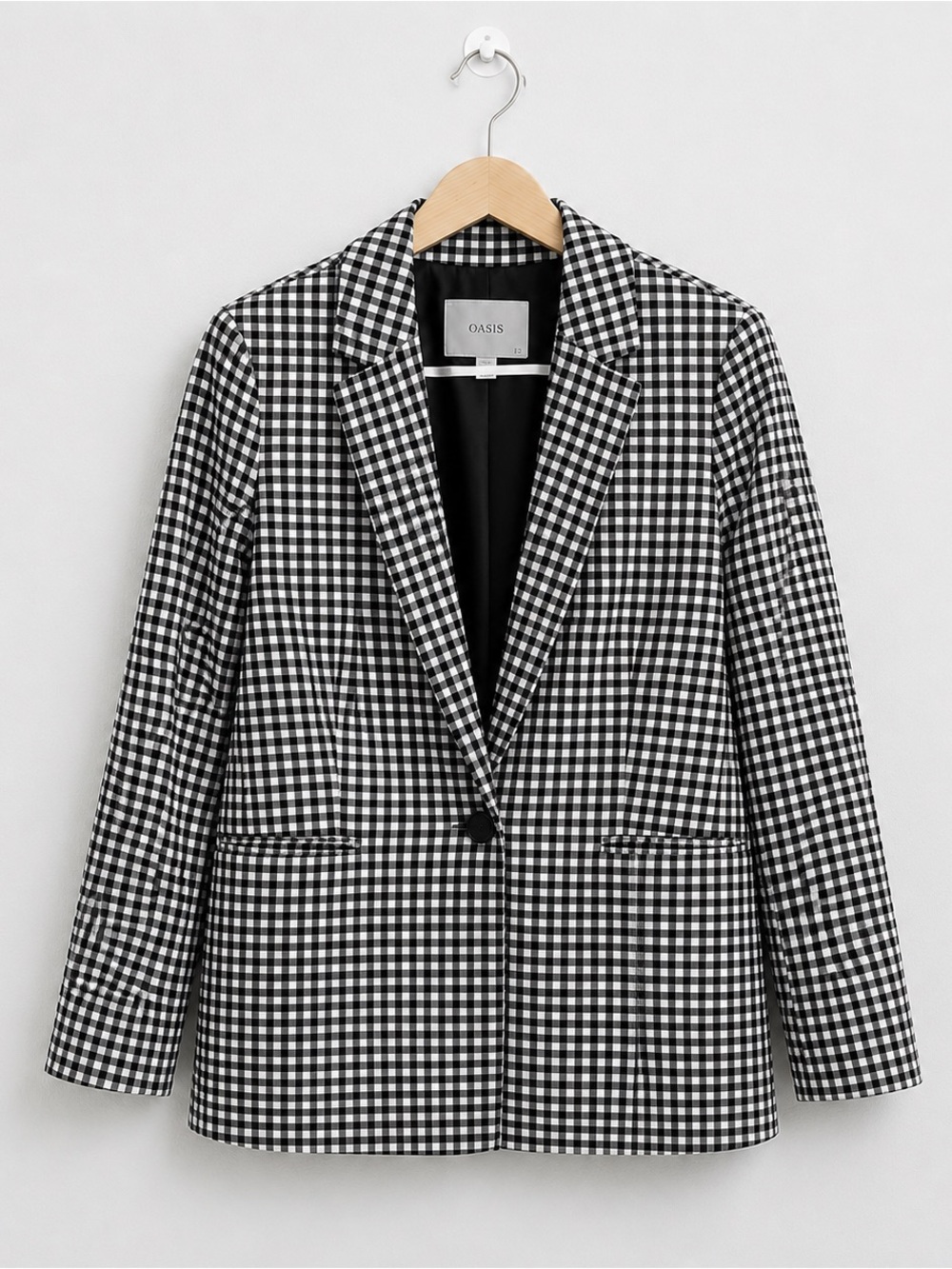 Oasis Black White Gingham Check Blazer Size US 8 / EUR 38